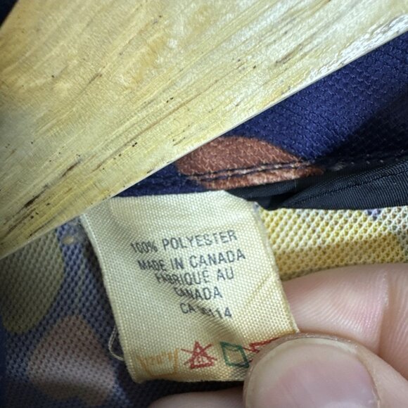 Vintage 70s Dale Polyester Leisure Shirt Fruit Print Navy Men’s Large Disco - Picture 6 of 6